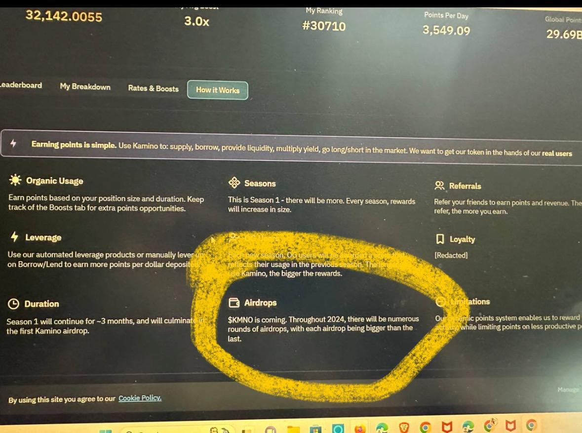 ETHFarmer724's tweet photo. @Harvey_Musker @KaminoFinance I was disappointed as well. 

Why I was surprised is because of what was posted to Kamino site in Jan.

I was expecting each airdrop would be bigger given what they said https://t.co/XenbLBeZgO