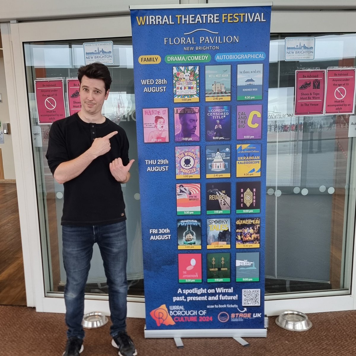 One of our Co-founders Craig next to our fantastic poster! Have you booked your tickets yet for the Wirral Theatre Festival at the @floralpavilion? Get them here:

🎟FLORAL WEBSITE - n9.cl/zsqshr
📱BOX OFFICE - 0151 666 0000

#festival #wtfest #theatre #newbrighton