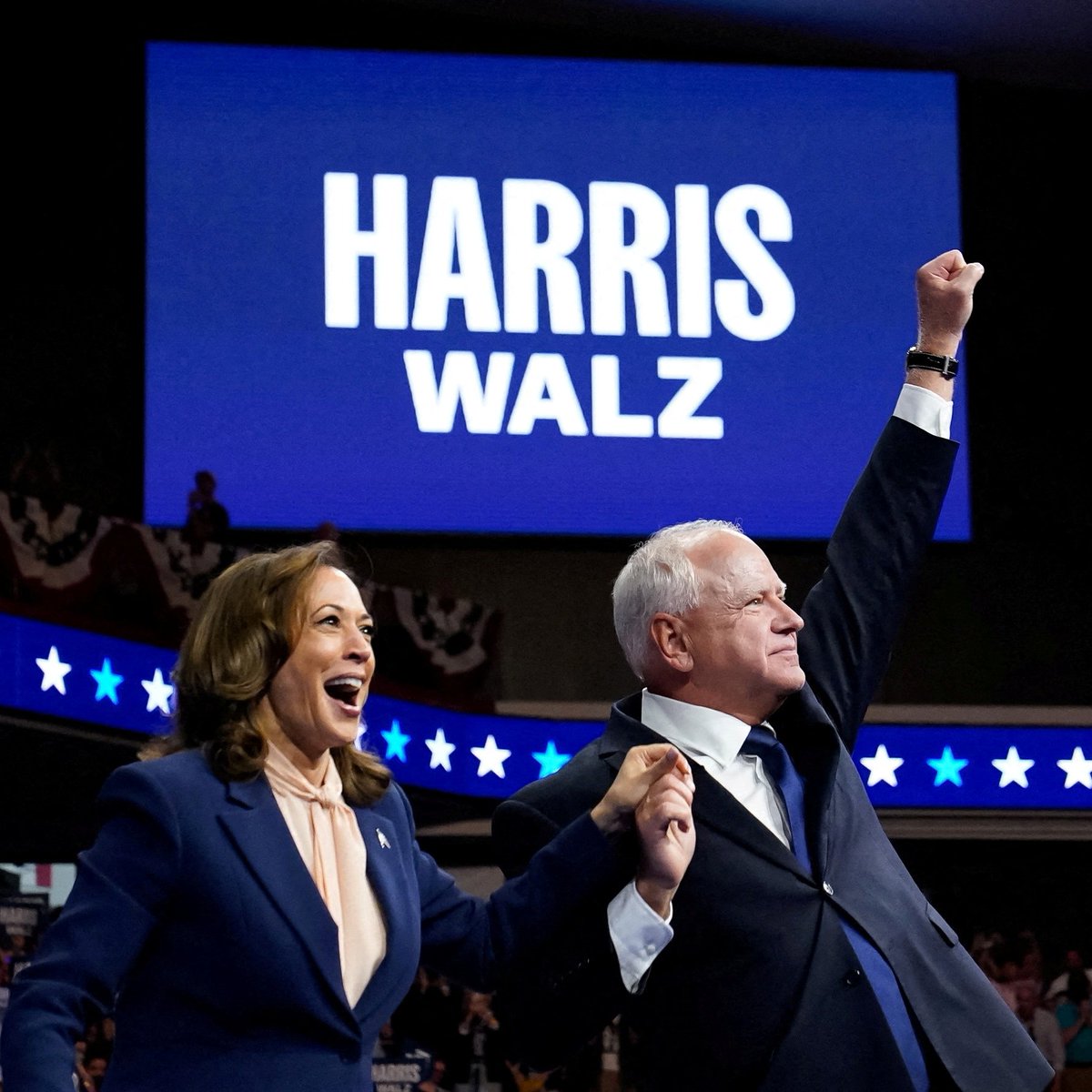 The reason Kamala Harris and Tim Walz have been embraced with so much LOVE and enthusiasm, is that their joyful, hopeful campaign is in such stark contrast to trump's doom and gloom, hate-filled bloodbath carnage campaign.

Honestly, we don't really care so much about huge