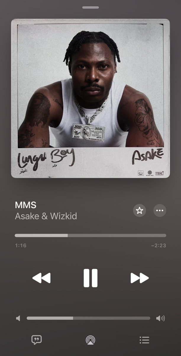 “MMS” out now! 🦅 
<a href="/asakemusik/">ASAKE</a> x <a href="/wizkidayo/">Wizkid</a>
Listen here: music.empi.re/lunguboy