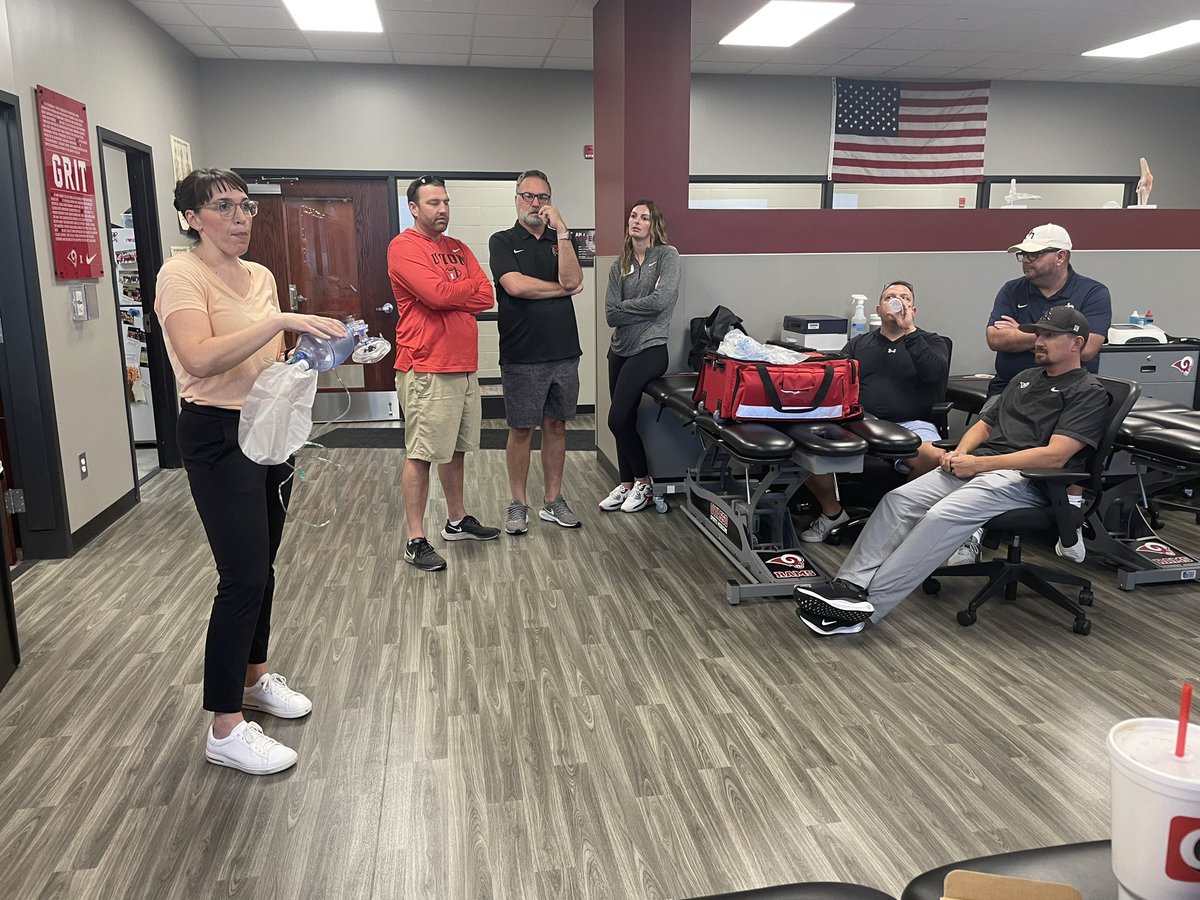owassosportsmed's tweet image. 1st annual @SwayMedical update with @caseypaulkATC and Emergency Equipment refresher with @jaclynarduini from @OSUMedicine is in the books!  Increasing our readiness in collaboration with area schools is crucial to keeping all of our athletes safe. 💪🏼 #AT4ALL #RamPride 🐏