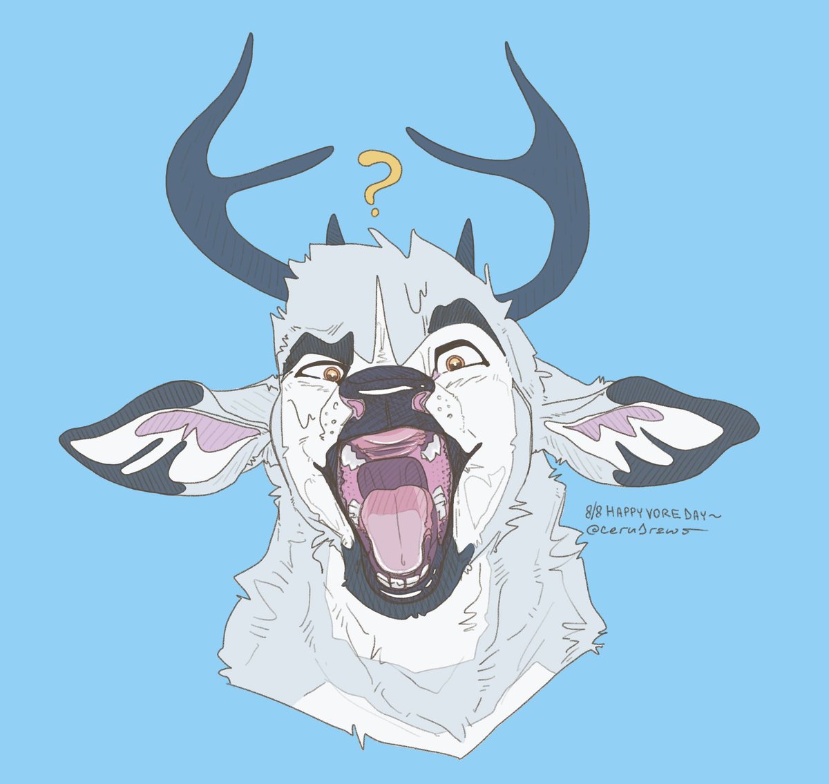 CeruDraws's tweet photo. happy #voreday everyone~
#deer #furryart #vore #maw https://t.co/0PLQhtHYdI