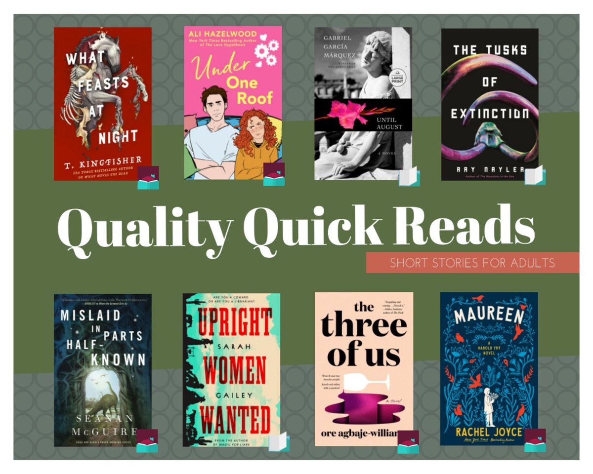📚 Enjoy these quick reads while on the go! 

Click on a book cover to go to catalog: libraryaware.com/317XTX
