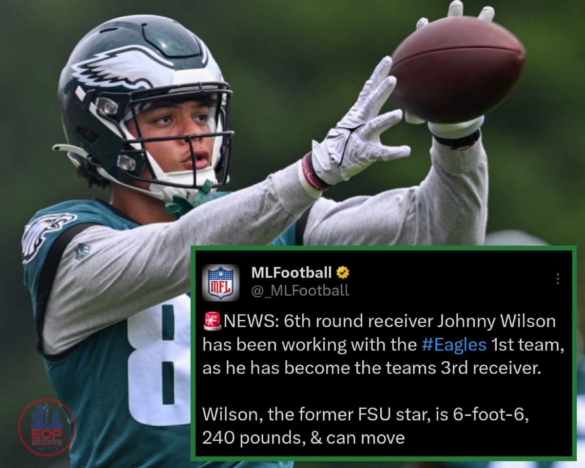 EOPsports's tweet photo. Some thought Johnny Wilson could possibly be moved to Tight End, but now to looks solidify his role as the Eagles 3rd Wideout option.

HELL YES‼️

#Eagles | #FlyEaglesFly | #PhiladelphiaEagles | #EaglesNation | #GoBirds | #JohnnyWilson https://t.co/RK27PXo3M0