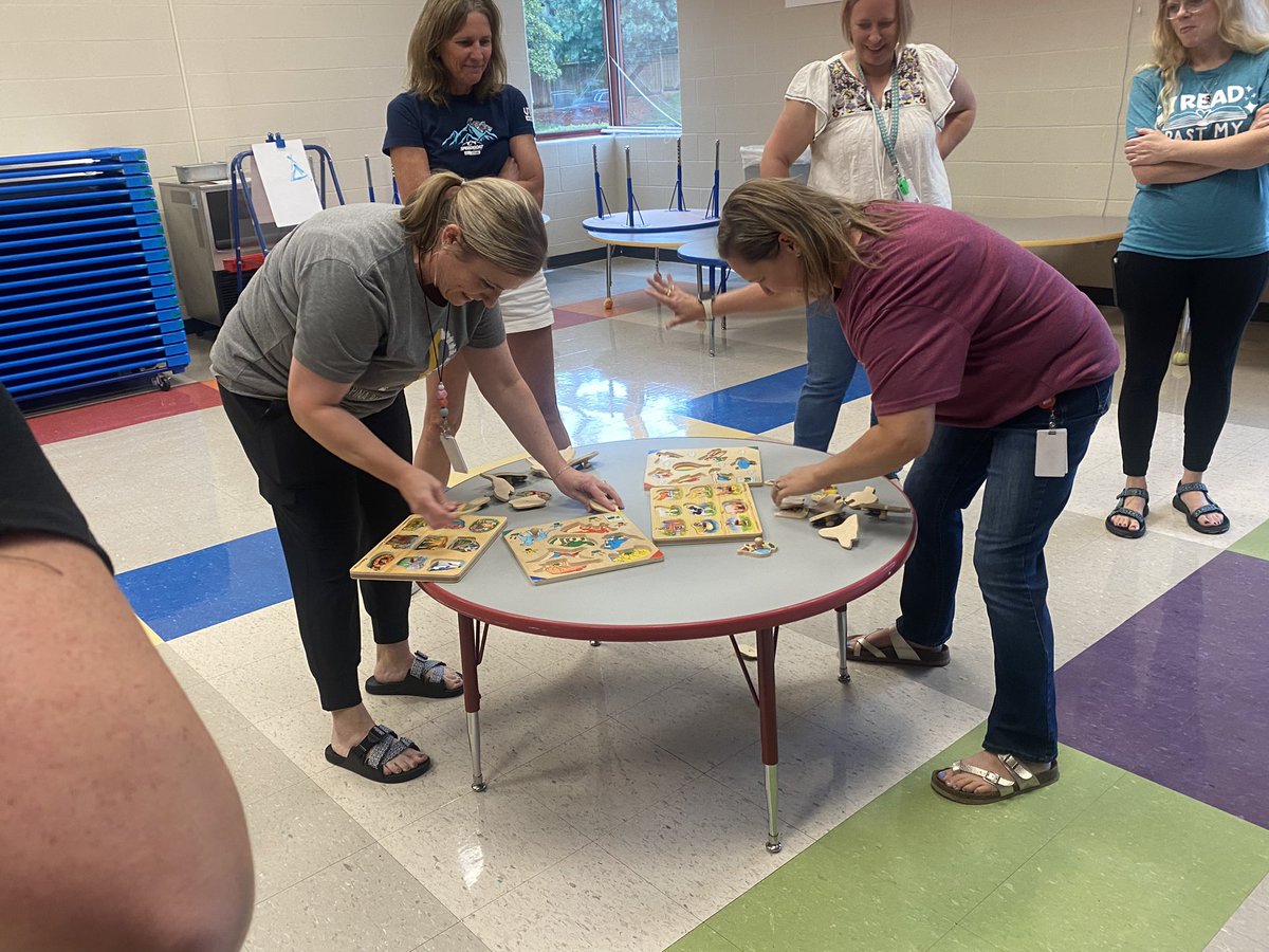 KimHawkinsOPS's tweet photo. If teaching preschool was an Olympic sport, these teachers would all win the gold! Some highlights of our games included Student Sanitation Showdown, Puzzle Palooza, Squid Squad Archery and Shapes in the Dark. So fun! #opsmaketodaycount @olatheschools https://t.co/2GFR1rtBab