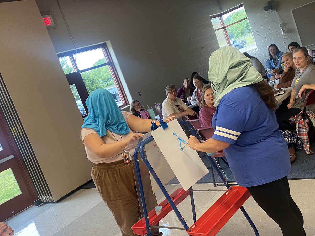 KimHawkinsOPS's tweet photo. If teaching preschool was an Olympic sport, these teachers would all win the gold! Some highlights of our games included Student Sanitation Showdown, Puzzle Palooza, Squid Squad Archery and Shapes in the Dark. So fun! #opsmaketodaycount @olatheschools https://t.co/2GFR1rtBab