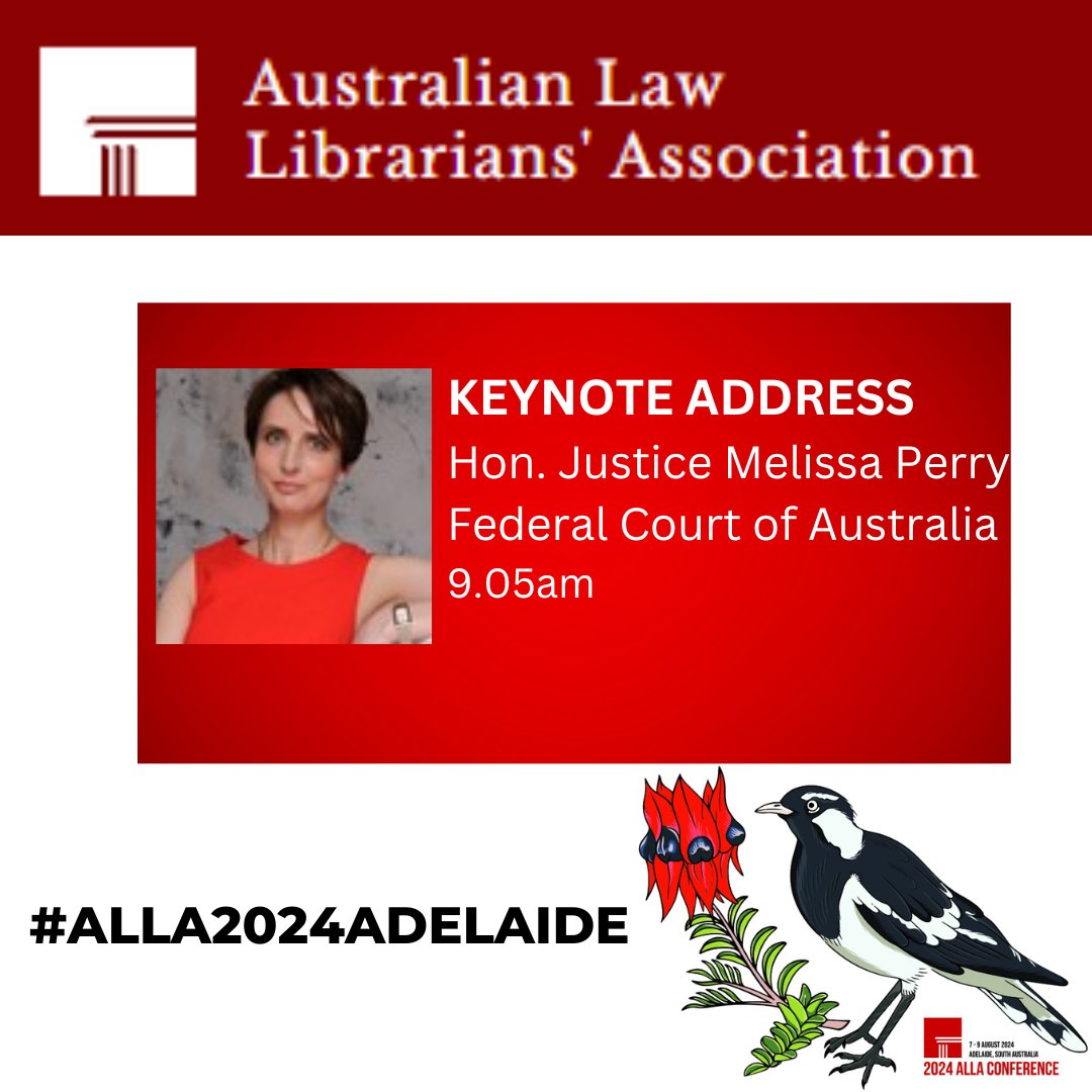 The Hon. Justice Melissa Perry, from the Federal Court of Australia is our first Keynote Address today, sharing ideas on Emerging Technology. <a href="/fedcourtau/">Federal Court of Australia</a> #ALLA2024Adelaide #ALLA24 #LawLibrarians #EmergingTechnology #LegalTech 😃📚💻