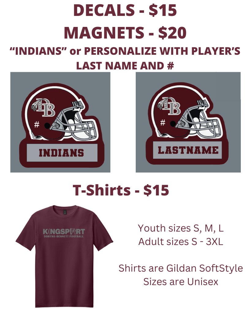 TOMORROW is the LAST DAY to order decals, magnets and t-shirts. Place your order now at dbfb.org. TOMORROW is also 2 WEEKS until KICKOFF!! ROLL TRIBE!