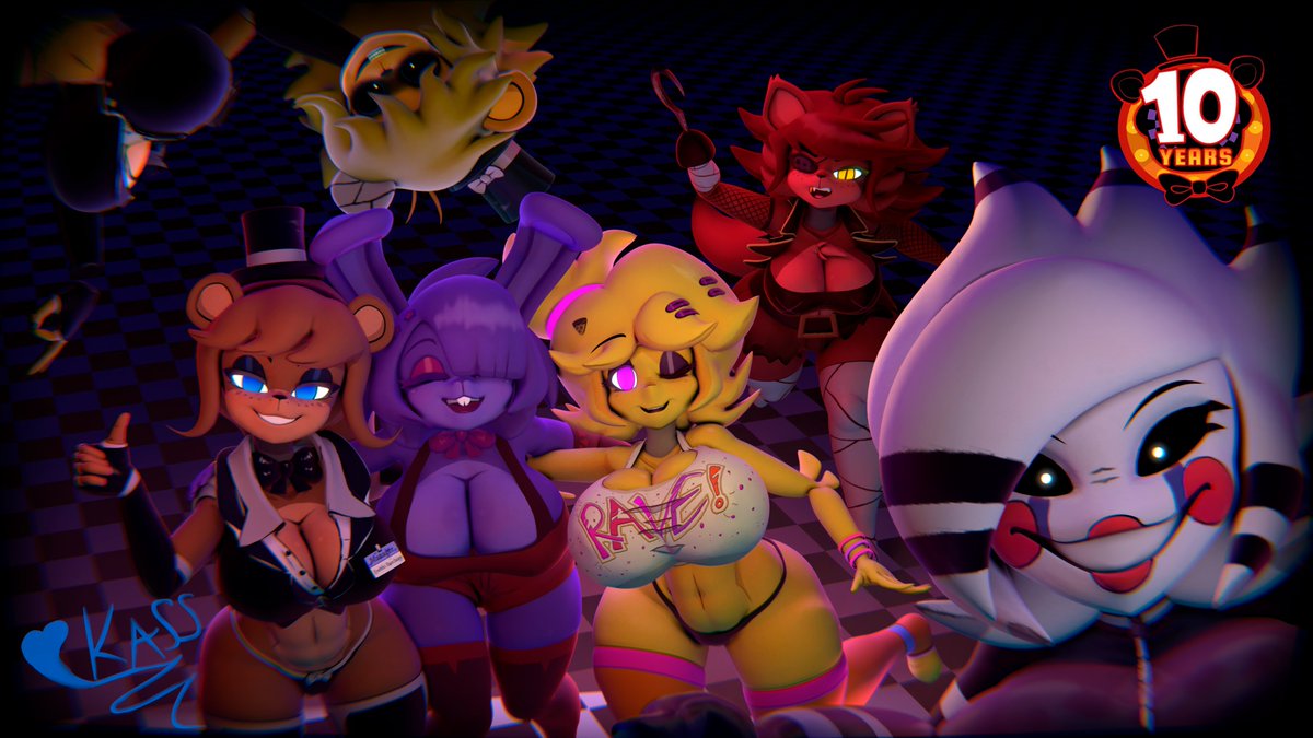 Kassadiro's tweet photo. FNAF made 10 years!!!    (wow, I'm old TwT)

I'm always fascinated about Five Night's At Freddy's, and love the work that the community put on their fan games, fan versions and fanfics UwU

Can't wait to see what happens in the future!!!
#Fnaf #FNAF10thAnniversary #Fazclaires https://t.co/UEIsIptlfR