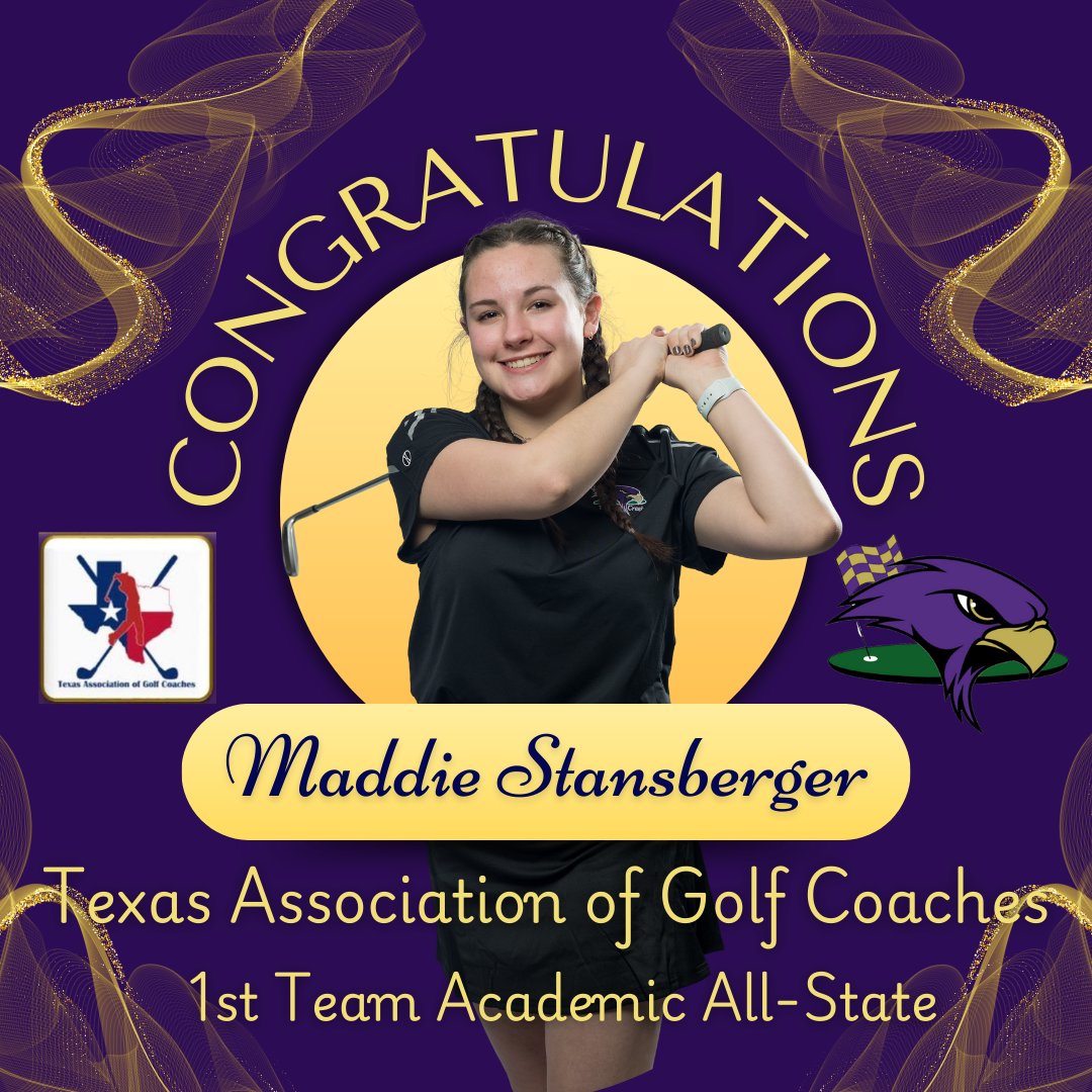 Recognizing our Texas Association of Golf Coaches Academic All-State 1st Team recipient. We are proud of you. Thank you to <a href="/TxAGC/">Texas Association of Golf Coaches</a> for recognizing our golfers for their academic efforts.
<a href="/KISDAthletics/">Keller ISD Athletics</a>
<a href="/TCHS_WAthletics/">TC Women’s Athletics</a>
<a href="/TCHS_Booster/">TCHS ABC</a>
<a href="/TimberCreek_HS/">Timber Creek High School</a>