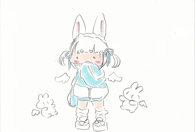 てんしちゃん。#イラスト #女の子イラスト #ケモミミ 