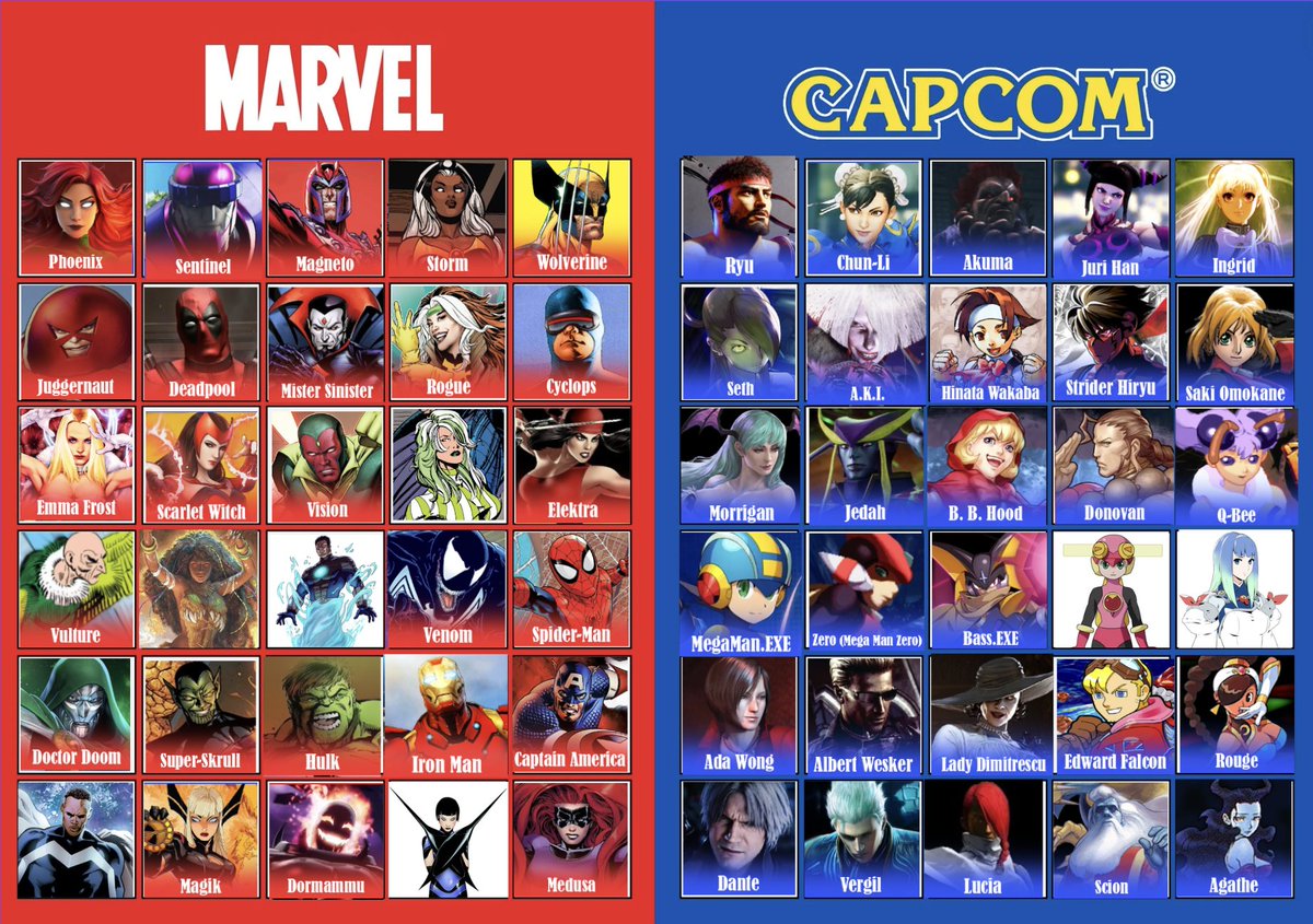likewhet's tweet image. Wait... why does my roster wishlist slay the freaking world?!? Capcom is too afraid to serve this hard #MVC4 #MvCFightingCollection
