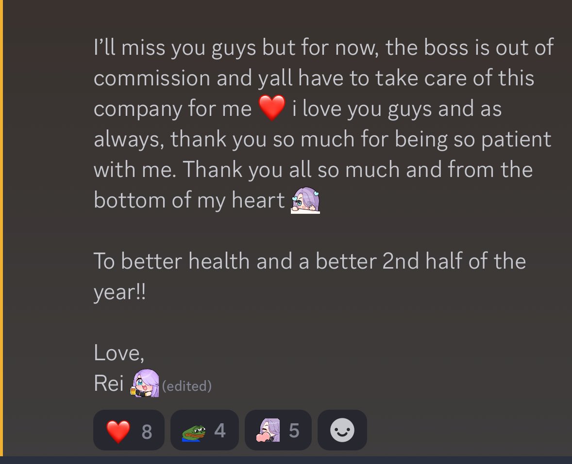 Boss is officially out of commission but i’ll be back i promise 🫶🏻