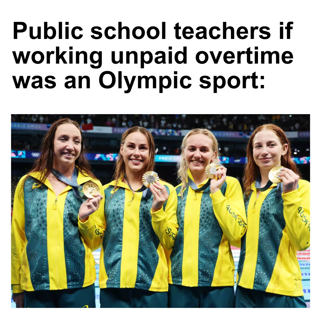 PublicSchoolsAU's tweet photo. Did you know that 75% of public schools teachers are tallying up marathon-level hours every week?

They work hard to deliver the gold standard for their students, but are faced with the hurdles of excessive workload and oversized classes.

We need the Federal Government to champion our teachers by fully funding public schools. #auspol