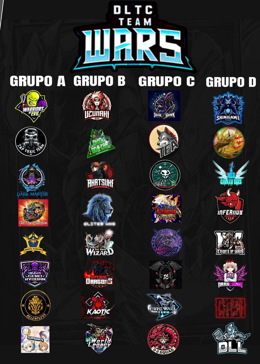 DLTC TEAM WARS Group Stage, Where only the Top 3 of each Group qualify, 7 Weeks of Many Games and lots of excitement!!
discord.com/invite/d4fWvGke