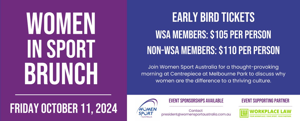 Women are different. Let's celebrate it!

Tickets for the annual Women in Sport Brunch are on sale now!

womensportaustralia.com.au/women-in-sport…