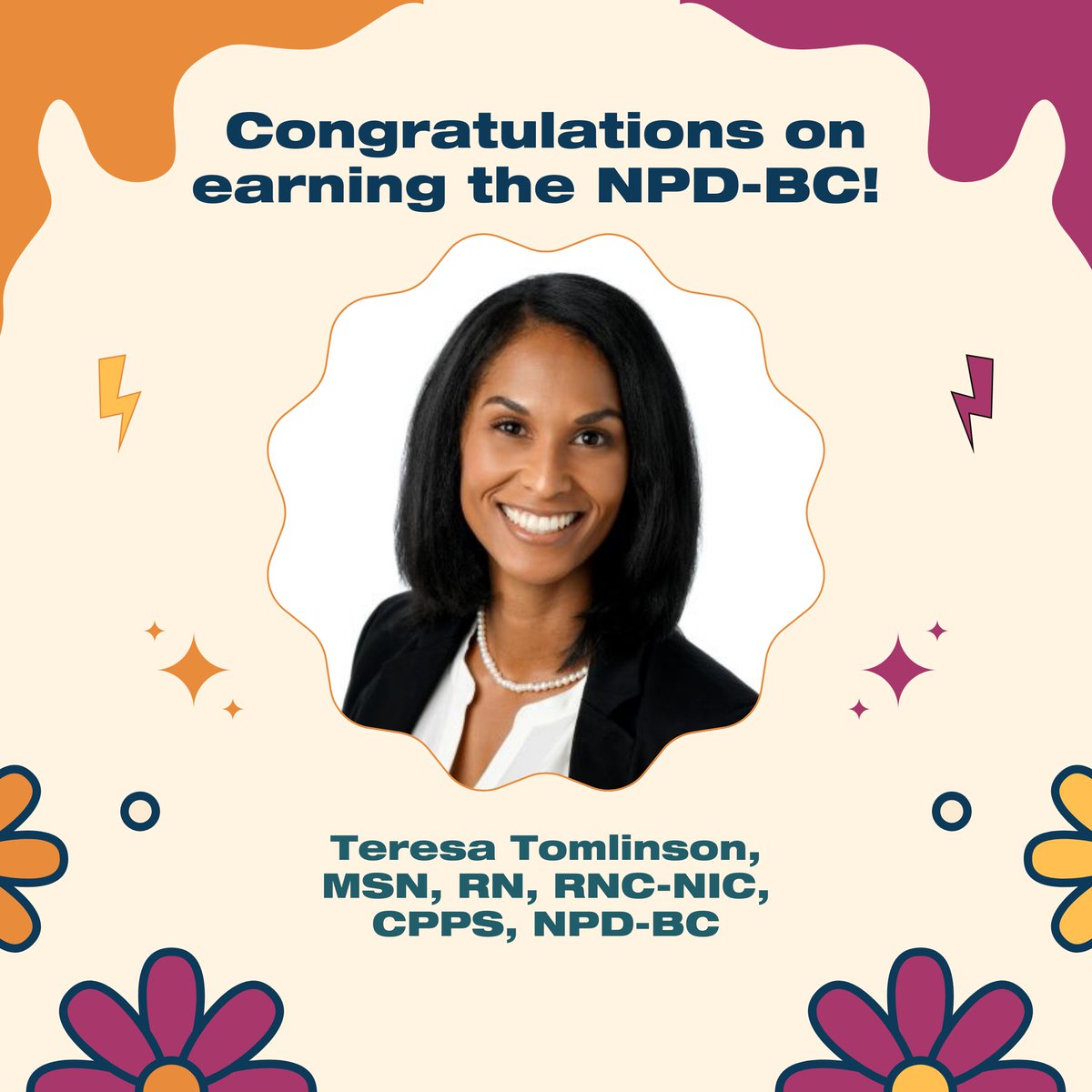 Congratulations on your new NPD-BC credential, Teresa Tomlinson! 🎉 

Teresa shared her excitement and success after utilizing ANPD's Certification Preparation Course: "Thank you for helping me prepare for the exam in the prep-course, it was VERY HELPFUL!"