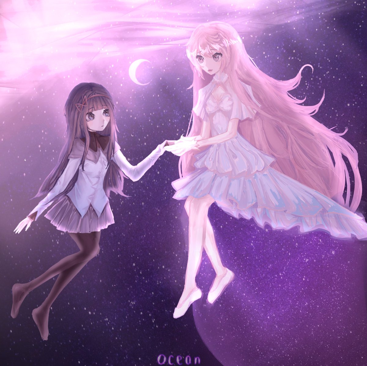 hii #arttwt i have been inactive on here for a long time but i am back to share some art 3: ! #madoka_magica themed

this took 16 hours ;;