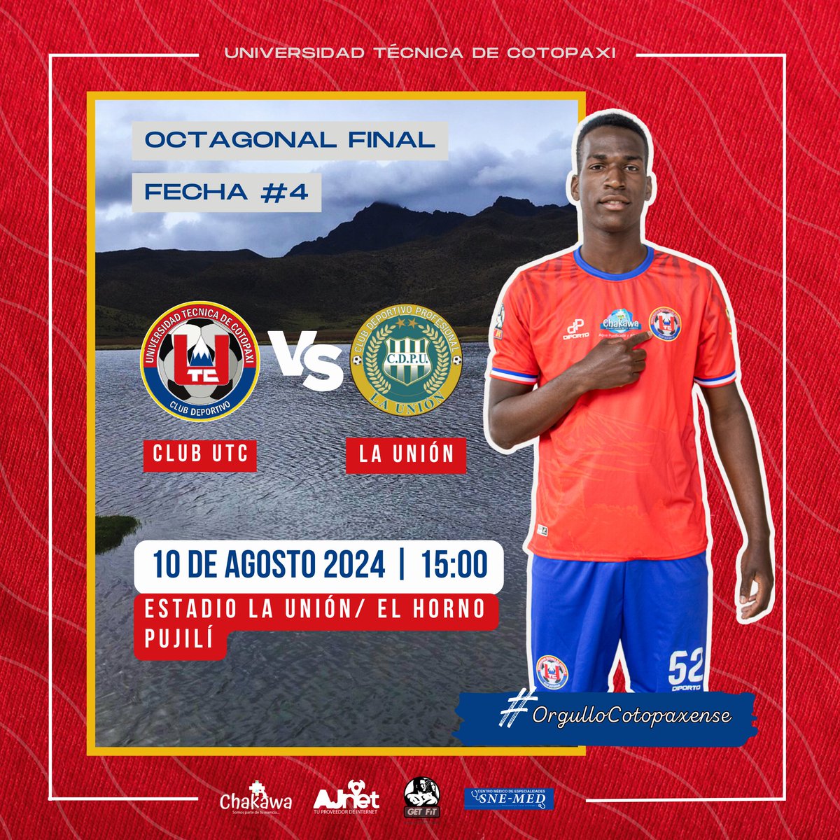 ClubUTC_Oficial's tweet photo. 𝐒𝐄 𝐕𝐈𝐄𝐍𝐄 𝐔𝐍 𝐑𝐄𝐓𝐎 𝐈𝐌𝐏𝐎𝐑𝐓𝐀𝐍𝐓𝐄💪
Fecha #4
🆚Club Deportivo "La Unión"
📌Estadio La Unión - Pujilí
📆Sábado 10 de agosto
⏰15h00

#elmasgrandecotopaxi
#OrgulloCotopaxense
#Chakawa #ajnet #snemed #getfit https://t.co/vRcL99fODR