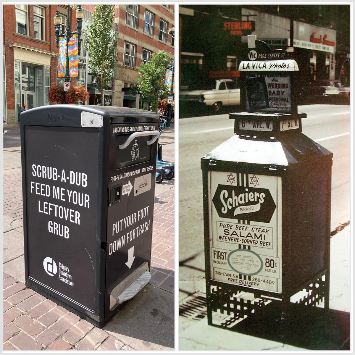 Trash-talking on Stephen Ave in #YYC; now and then.