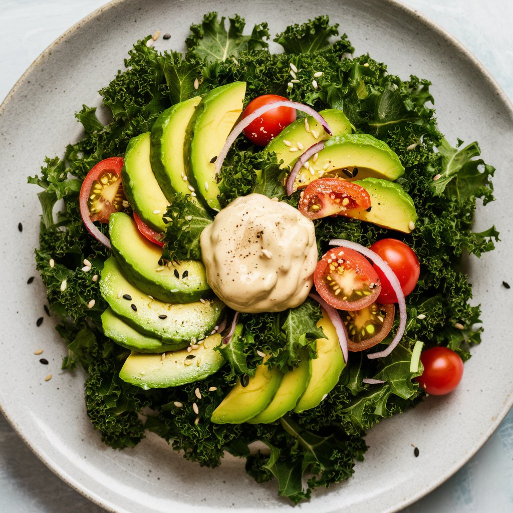 MainikSheladiya's tweet photo. "🥗 Discover the perfect summer meal with our Avocado Kale Salad with Lemon Tahini Dressing! Nutrient-dense, delicious, and great for keeping you energized. #Superfoods #HealthyLiving #SaladInspo" https://t.co/yN3qS3nGBj