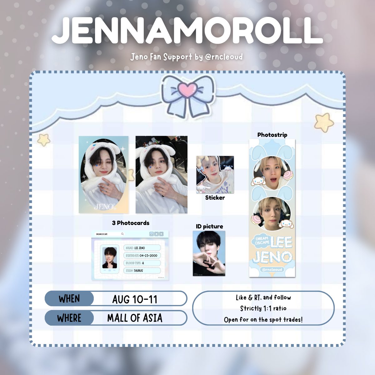 rncleoud's tweet image. the dream show 3 in manila .ᐟ
ᯓ★ a jeno fan support by @rncleoud 

what you will get? a set of jennomoroll! ⊹ ࣪ ˖

— mbf, like &amp;amp; rt
— strictly 1:1 (limited!)
— open for trades ✔️

see you on d-day! ᡣ𐭩

#THEDREAMSHOW3_in_MANILA 
#NCTDREAM_THEDREAMSHOW3_in_MNL