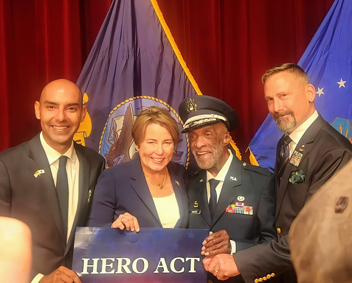 CapeIslands's tweet photo. Amazing day for our Veterans in the Commonwealth of MA ๐บ๐ธ Governor Maura Healey signed the HERO Act today: Grateful that CIVOC Board Member Paula Smith was able to be present for this historic signing ๐โฅ๏ธ #HeroAct https://t.co/pgOiB0FnC8 https://t.co/TuAOuFr776