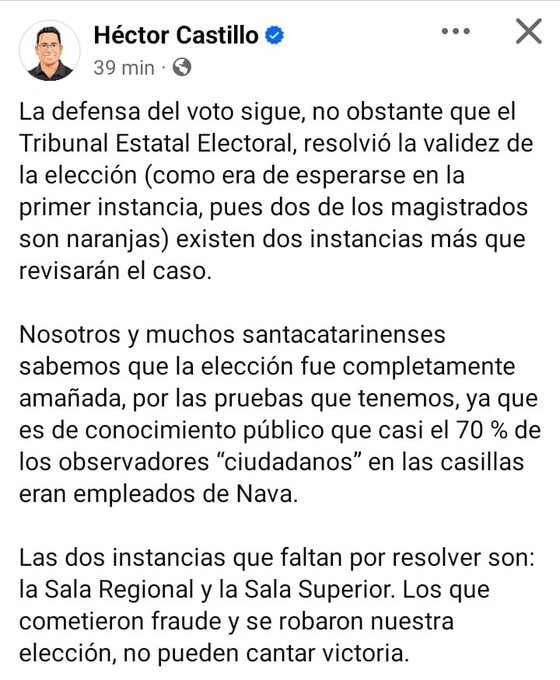 cesarmty's tweet photo. 🔴⚡️#IMPORTANTE Acá los que comentaba: el panista @_CastilloHector impugnará el fallo de hoy del @TEENL1 que confirmó la victoria de @JesusNavaNL en la elección por la Alcaldía de Santa Catarina.
#NuevoLeon https://t.co/b7eRUDpW6e
