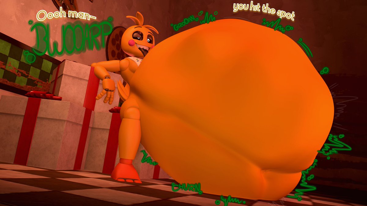 (Not my art, nor character, respect the owner and Happy Vore Day) *Toy Chica* "Finally, I ate every robot, now I can rest now as they make me thicc juts by digesting them and I will be the most sexy animatronic forever!" (❤️-🔁-Follow me)