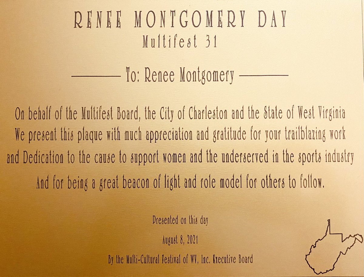 MontgomeryCoPod's tweet photo. In 2021, the Mayor of Charleston, WV declared August 8 as Renee Montgomery Day 📝 Congratulations @ReneeMontgomery! 

Happy Renee Montgomery Day 🫡 https://t.co/z1c3ZajzdD