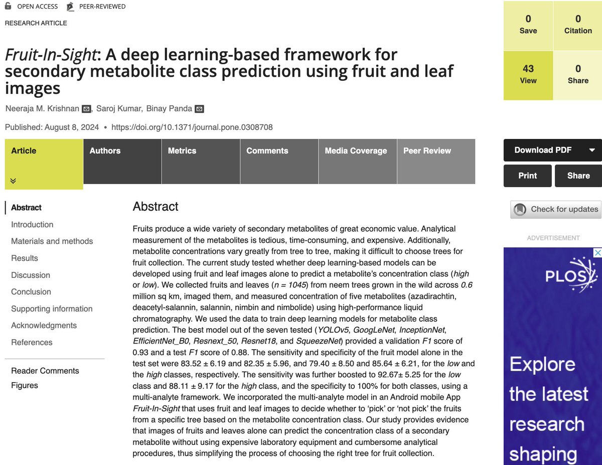 ganitlabs's tweet image. the work on using images to predict metabolite content class using #deep_learning is published w the #mobile_app open/free. the work will boost the #neem industry by selecting higher metabolite containing fruits for the #Azadirachtin extraction process.