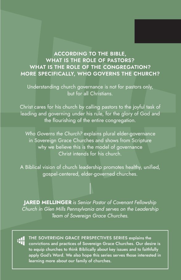 JMellinger's tweet photo. Here is one more coming out this year from Sovereign Grace Publishing—a 30,000-word Biblical defense and explanation of elder-governance, including a critique of congregational rule. (Yes, the SG Perspectives series is back! With more entries on the way.) https://t.co/xzn7Rpi5UT