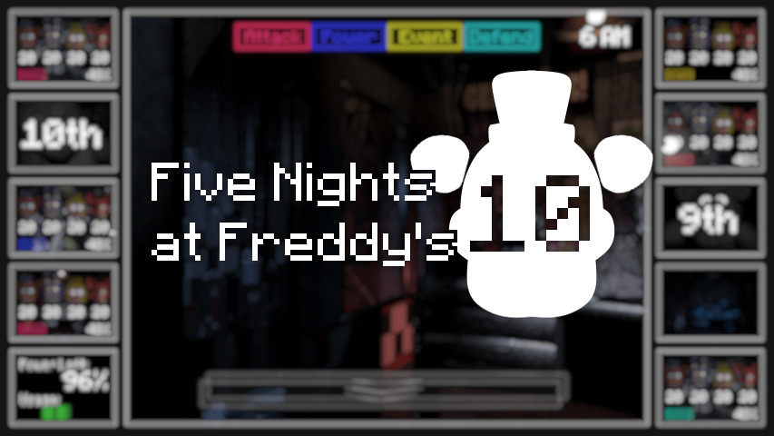 Announcing... FNAF10!

Inspired by Tetris 99 and Super Mario Bros. 35.

Survive a night against 9 players, manage your resources, attack the other players by defending your office, can you be the only one to survive the night?

Releasing next week.