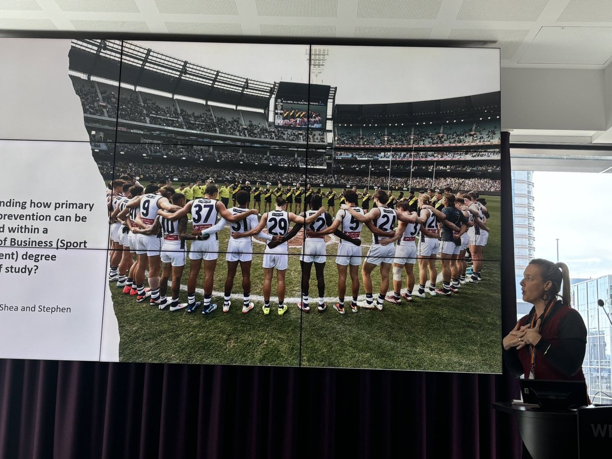 <a href="/Michell00242092/">Michelle O'Shea</a> up next @iwss2024 talking to us about primary violence prevention being embedded into a sports management program #iwss2024