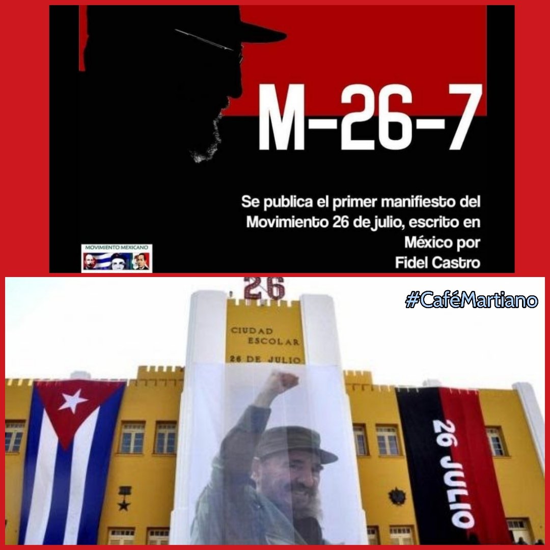 8|8|1955 Edita el M-26-7 el primer manifiesto escrito por Fidel:
"Las naves están quemadas: ó conquistamos patria a cualquier precio, donde pueda vivirse con decoro y con honor, o nos quedamos sin ella”.
Homenaje al Comandante en Jefe
#FidelPorSiempre