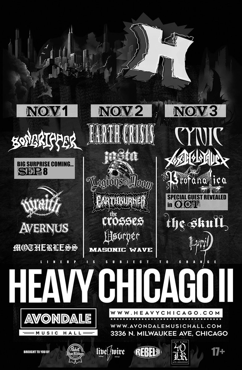 The wait is over! The most anticipated lineup of the year is here!

Mark your calendar and visit heavychicago.com 

Tickets go on sale on Fri. Aug 9th