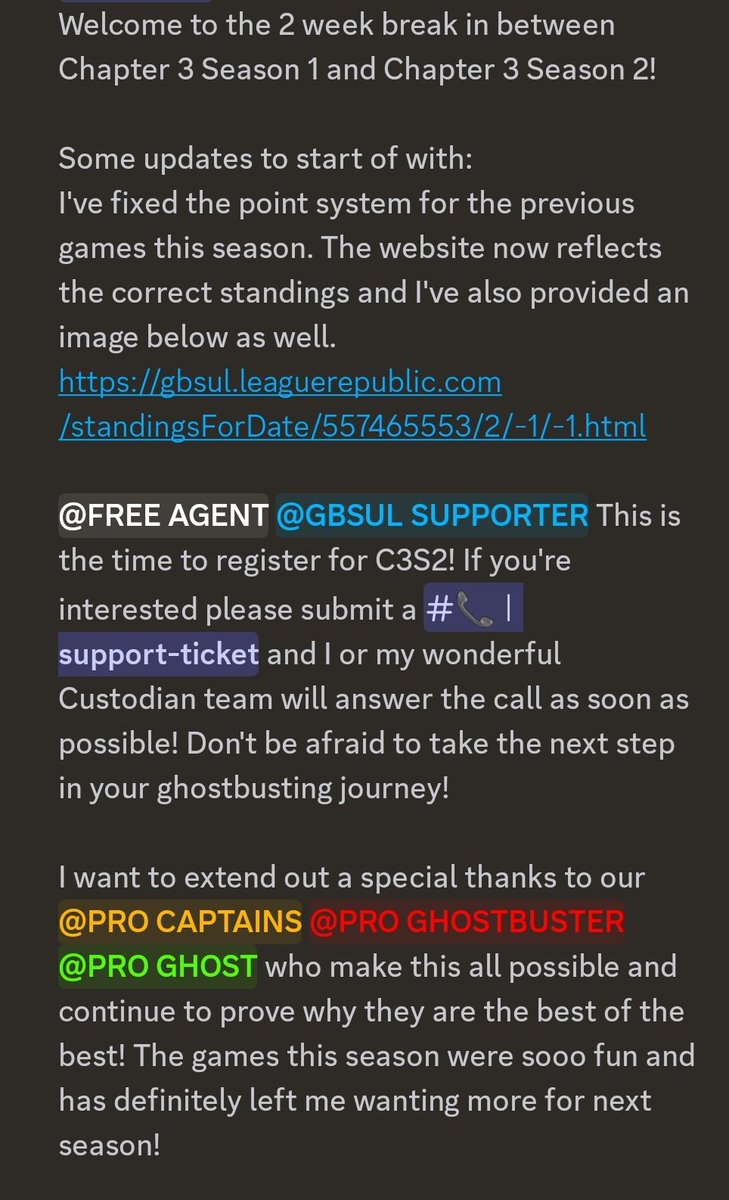 GBSULeague's tweet image. 🏆 Congrats to @TheTrapMasters for being the C3S1 winning team with the most points! You guys are awesome! And that doesn&apos;t leave out our other wonderful teams that played, y&apos;all are just as amazing! 🏆
discord.com/invite/8VTZnkU…