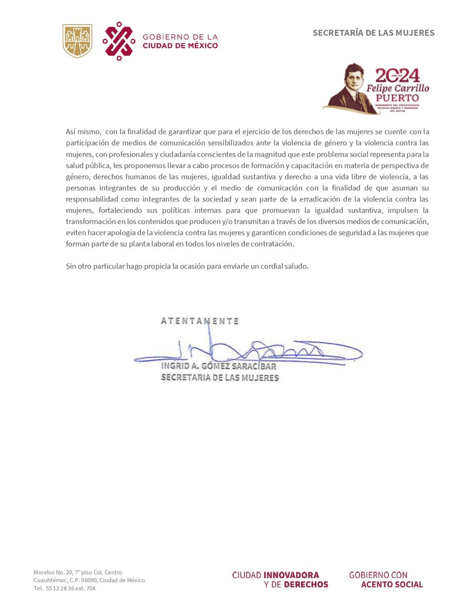 Secretaría de las Mujeres (@semujerescdmx) on Twitter photo Ante los comentarios vertidos en <a href="/LaCasaFamososMx/">La Casa De Los Famosos México</a>, la Secretaría de las Mujeres de la Ciudad de México exhorta a la productora <a href="/ronogueron/">Rosa María Noguerón</a> a que tome las medidas necesarias y se posicione por la no violencia contra las mujeres.
<a href="/Televisa/">Televisa</a>
<a href="/VIX/">ViX</a>
@TeleUniPRTeam Ante los comentarios vertidos en <a href="/LaCasaFamososMx/">La Casa De Los Famosos México</a>, la Secretaría de las Mujeres de la Ciudad de México exhorta a la productora <a href="/ronogueron/">Rosa María Noguerón</a> a que tome las medidas necesarias y se posicione por la no violencia contra las mujeres.
<a href="/Televisa/">Televisa</a>
<a href="/VIX/">ViX</a>
@TeleUniPRTeam