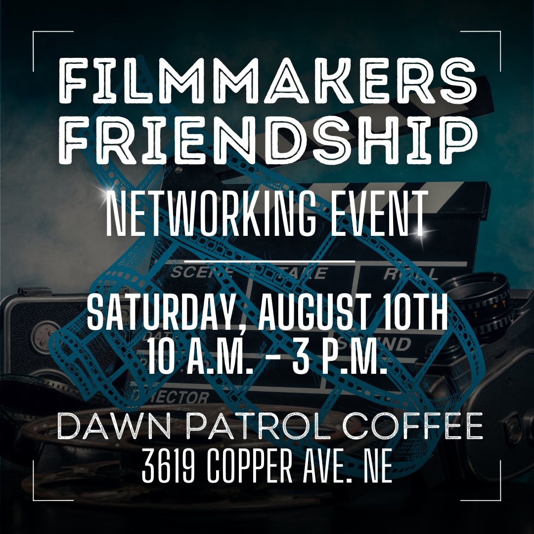 ABQFilmOffice's tweet photo. 🤝 Bring films under 10 mins to show at Dawn Patrol Coffee! They've teamed up with Quality Control to host a networking event on Sat., Aug. 10, 10a-3 p.

Pro Tip: Mention "Mr. Papagiorgio" for $1 off your drink purchase! ☕

#OneAlbuquerque #Albuquerque #NMFilm #VisitABQ #NMTrue https://t.co/wNSJCPRHLh