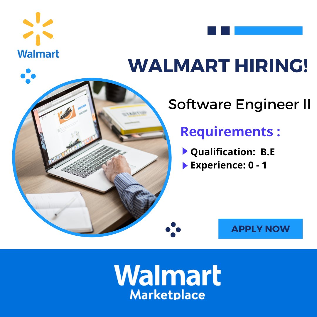 sarthakNowLive's tweet image. Latest Job Openings 2024 | Walmart Global Tech Job: Software Engineer II
💸 Salary: 5 - 8 LPA
✅ Apply Here: getjoblink.com/walmart-global…
#SoftwareEngineer #WalmartGlobalTech #TechCareers #SoftwareDevelopment #EngineeringJobs #TechJobs #WalmartCareers #ScalableApplications