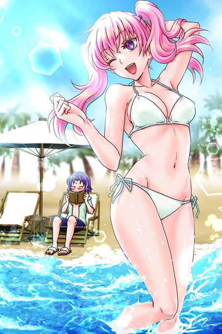 リクエストで水着セーラ(とエルク)
エルクは泳げなさそう… #FE  https://t.co/Q9Y4x08G6l 