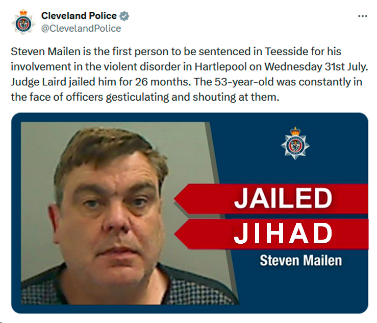 DaWholeTwuth's tweet photo. @ClevelandPolice Ironic how much the word JAILED looks like JIHAD!!! https://t.co/sF9tdXDAU9