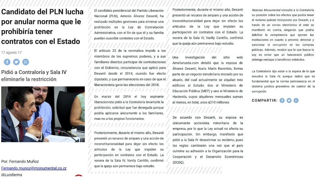 RosCasSol's tweet photo. 👇 Ahora que el despacho de la diputada Álvarez Marín (@DespachoAAM) está produciendo infografías, ¿para cuándo nos agasajan con una sobre los alquileres a su familia? (👇Ver video donde la diputada los defiende como "derecho adquirido".)

💣 Y sobre ese mismo tema de los  alquileres, ¿qué tal una infografía sobre cuando en 2017 (seguro de que ganaría la Presidencia en 2018), su papá @alvarez_desanti presentó recurso de amparo para dejar sin efecto la prohibición de que familiares de miembros de los Supremos Poderes contraten con el Estado (👇ver nota de @nacion)?

🔥 También sería útil una infografía sobre la controversial compra de armas 2020 (en plena pandemia, mientras la carencia azotaba los hogares costarricenses) que la @cgrcostarica
(reino de doña Marta Acosta) avaló al esposo de su hermana por más de 4 mil millones,  aunque la prensa informó (👇ver notas de @DiarioExtraCR) que tanto el entonces Viceministro de Seguridad (PAC) como el entonces Jefe de Fuerza Pública denunciaron presuntas irregularidades en la adjudicación.

📢 Les dejo a sus asesores cuatro enlaces a tuits sobre hipocresías y presuntas irregularidades de su familia en la vida política nacional (por ejemplo, cuando el entonces mandatario @luisguillermosr los acusó de "salvajismo" por su supuesta exigencia de que los trabajadores de sus bananeras permanecieran en sus puestos durante el huracán Otto; ver evidencias de @SemanarioU
en el tercer enlace), para que sus asesores sustenten las próximas infografías en investigación y no en chotas a mano alzada:

https://t.co/nMh3ljZ2vq

https://t.co/my8jC6oIAW

https://t.co/nLDAiZ405e

https://t.co/xX7Ipz5ubp

🧨 P.D. Y nótese que, a pesar de que la diputada @DespachoAAM se autoproclama "abanderada contra el bullying", autoriza que sus asesores (pagados con fondos públicos del pueblo CR; no de su bolsillo) usen fotos irrespetuosas del mandatario @RodrigoChavesR (electo por el pueblo CR) y además las difunde con el sello de marca de su despacho.

💥 Eso sí, luego esos mismos asesores -o ella misma- acusarían "violencia política de género" si a ella se le compara físicamente (como sucede con frecuencia en esta red) con el exfutbolista argentino Claudio Paul Caniggia o con el personaje ficticio costarricense "Doña Merry", sin ver que exigen respeto que jamás dan.

📢 En fin, la doble moral hecha curul es @DespachoAAM.