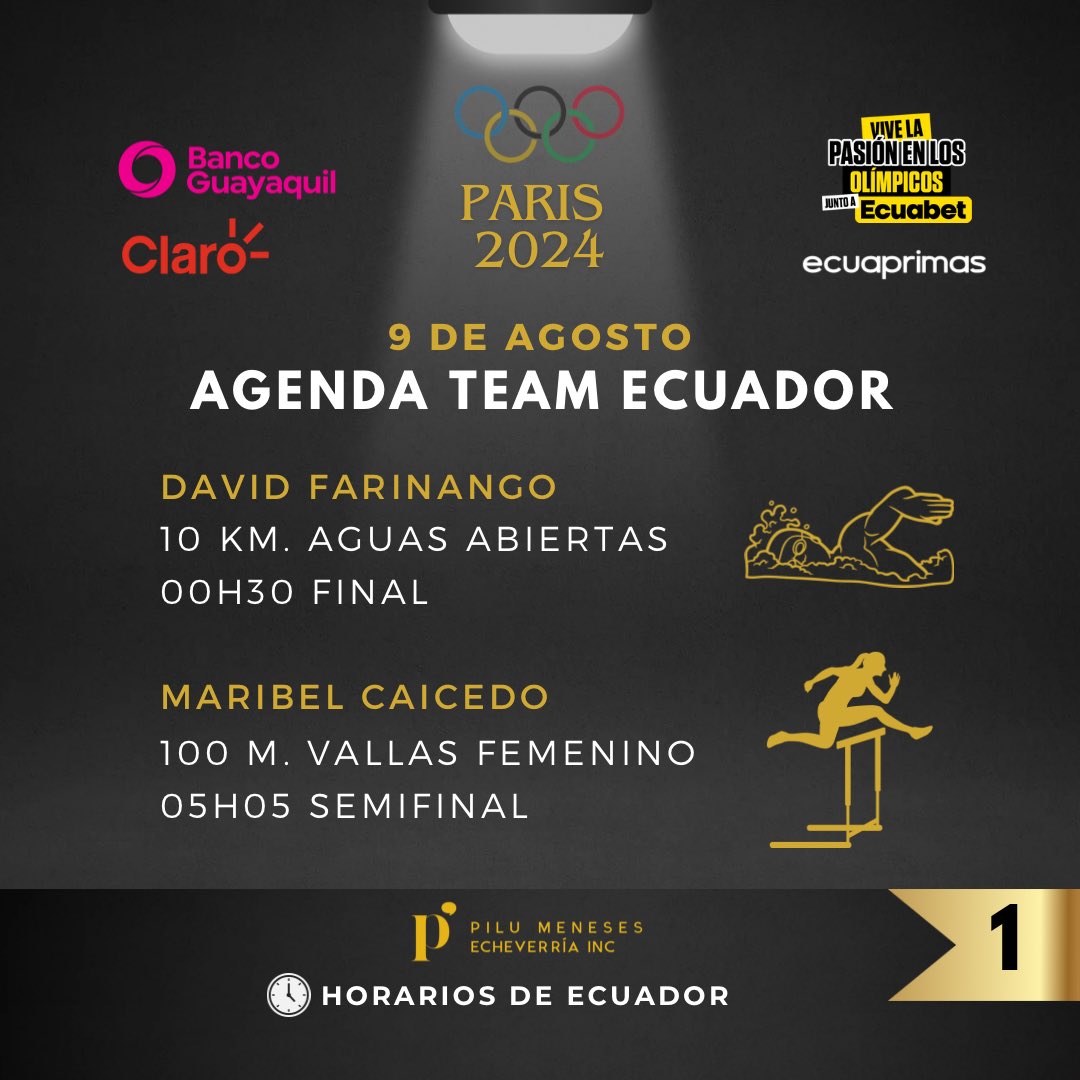 pilumeneses's tweet photo. AGENDA TEAM ECUADOR 🇪🇨
🗓️ Viernes 9 de agosto
Con el apoyo de @BancoGuayaquil @ClaroEcua @EcuabetOficial y #Ecuaprimas
#PrimeroEcuador #EcuadorEnParis #SomosEcuadorSomosEcuabet #ConectateConTuPoder #TeamEcuador
⬇️⬇️⬇️ https://t.co/bl8AFxLFXR