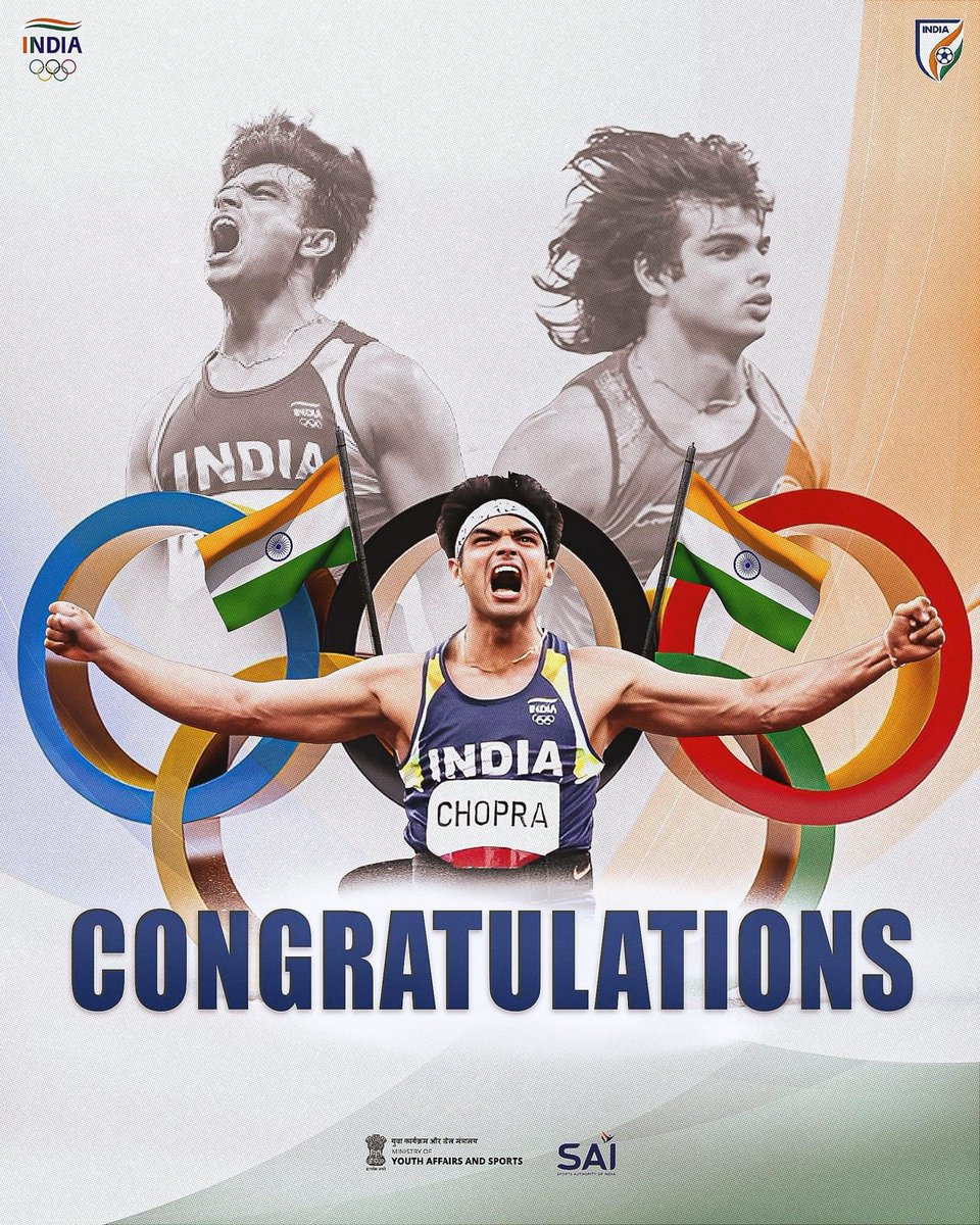 #Silver 
#NeerajChopra 
✌️✌️🇮🇳🇮🇳🇮🇳