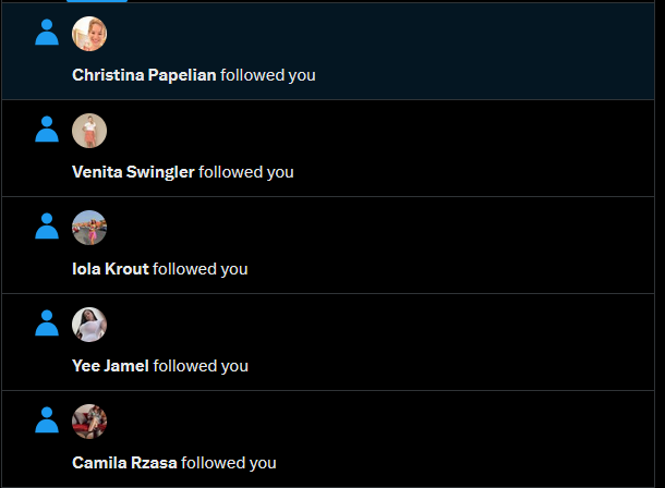 VoidgivenVox's tweet photo. Hmm yes, a sudden influx of totally real people following me within the past few weeks, all of which seem to have nothing in common with me or my interests/content. https://t.co/vS7NbxkiJK