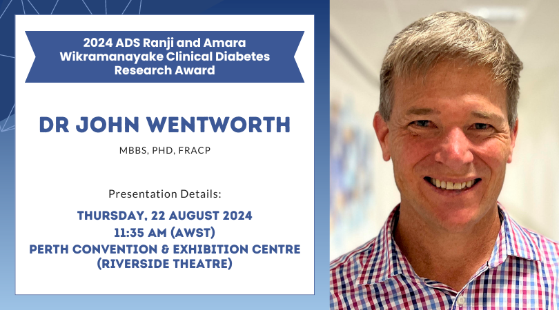 WEHI (Walter and Eliza Hall Institute) (@wehi_research) on Twitter photo Congratulations to WEHI and <a href="/TheRMH/">The Royal Melbourne Hospital</a>'s Dr John Wentworth for winning the 2024 <a href="/AUDiabetesSoc/">Australian Diabetes Society</a> Society Ranji and Amara Wikramanayake Clinical Diabetes Research Award. 👏 👏 👏
Dr Wentworth will be presenting at the Australasian Diabetes Congress in Perth on August 22nd. Congratulations to WEHI and <a href="/TheRMH/">The Royal Melbourne Hospital</a>'s Dr John Wentworth for winning the 2024 <a href="/AUDiabetesSoc/">Australian Diabetes Society</a> Society Ranji and Amara Wikramanayake Clinical Diabetes Research Award. 👏 👏 👏
Dr Wentworth will be presenting at the Australasian Diabetes Congress in Perth on August 22nd.