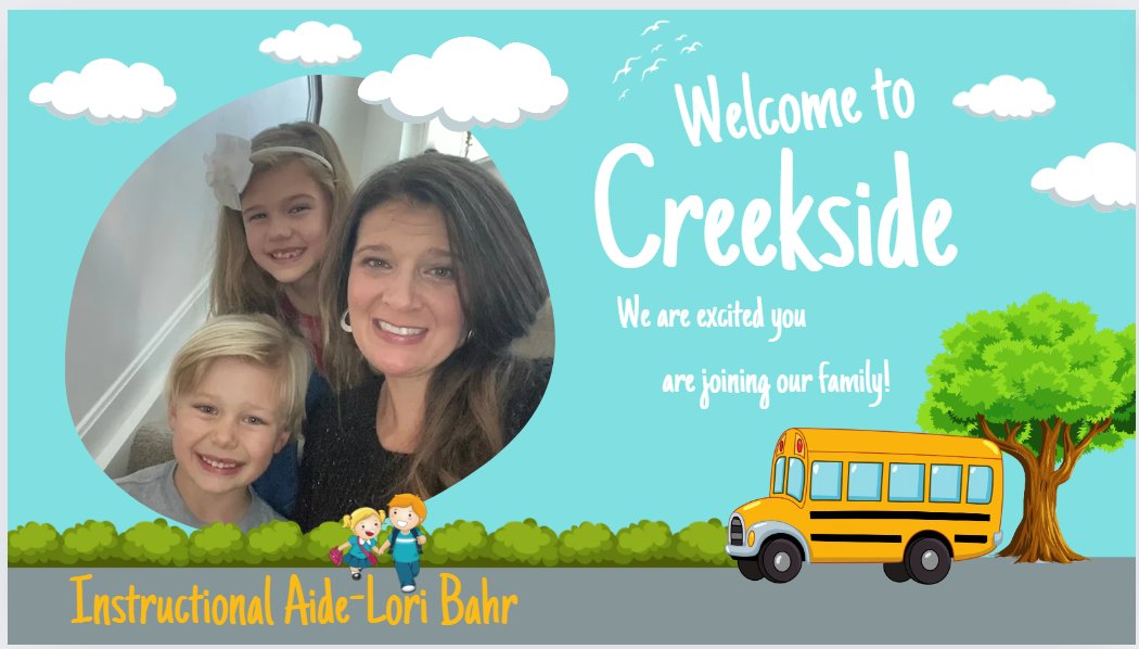 Thrilled to welcome Lori Bahr to our team as an Instructional Aide! 🎉 With a passion for supporting students and a commitment to creating an inclusive learning environment, Lori is ready to make a positive impact at Creekside.