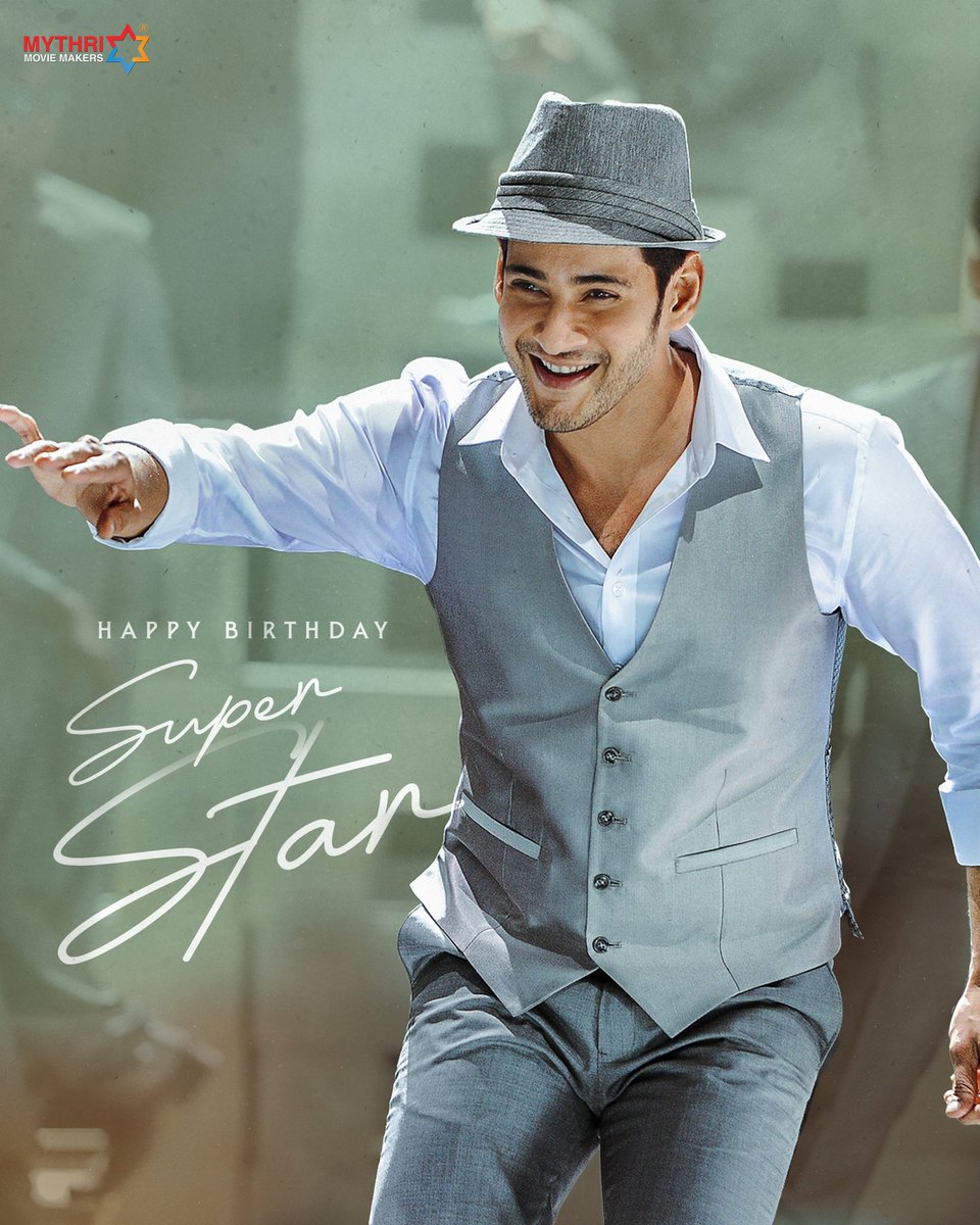 MythriOfficial's tweet photo. Happy Birthday to our first hero, our dearest SuperStar @urstrulyMahesh Garu ❤️‍🔥

The aura you carry and the positivity you emit are truly one of a kind ⭐
Have a splendid year ahead ✨

#HBDSuperStarMahesh https://t.co/IEL8xy1sKk