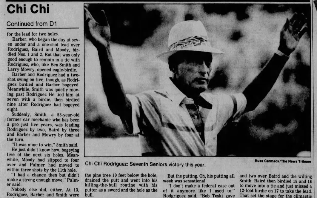 SEA_Sports_Info's tweet photo. Chi Chi Rodriguez
Win in Seattle? You bet - 1987
2nd GTE Northwest Classic
A great man, great golfer, brought smiles and so many new golfers to the sport!
#ripchichi https://t.co/HOs2K4Eif8
